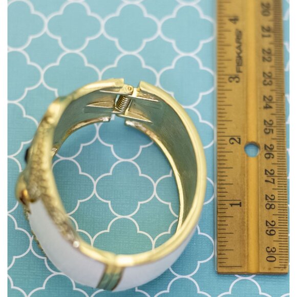 7 inch, Vintage Abstract Owl Face Hinge Bangle - BX9 - Picture 3 of 3